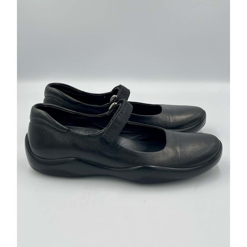 Prada Women's Black Leather Sport Vintage Mary Jane Walking Shoes - 35.5 - Picture 9 of 15
